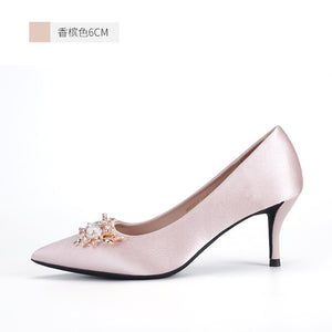 New Style Low Heel Formal Dress Crystal Shoes