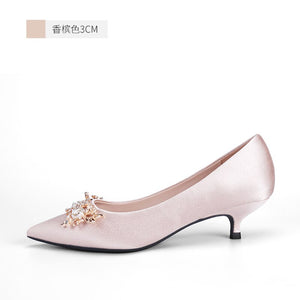 New Style Low Heel Formal Dress Crystal Shoes