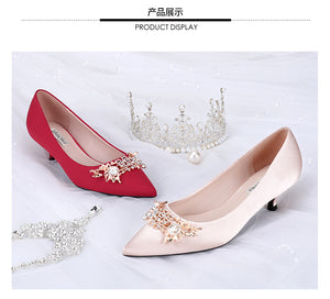 New Style Low Heel Formal Dress Crystal Shoes