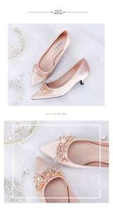 New Style Low Heel Formal Dress Crystal Shoes