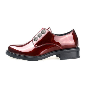 Women Patent Flats Loafers Luxury Rivet Office Formal Ladies Oxford Shoes