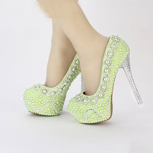 Load image into Gallery viewer, Handmade Popular Pearl Platforms Women Formal Dress Shoes
