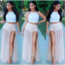 Load image into Gallery viewer, Women High Waist Mesh Skirts Empire See Through Sheer Side Split Skirt Chiffon Maxi Long Skirt