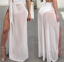 Load image into Gallery viewer, Women High Waist Mesh Skirts Empire See Through Sheer Side Split Skirt Chiffon Maxi Long Skirt