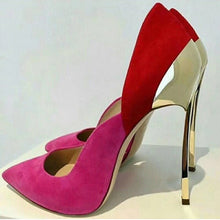 Load image into Gallery viewer, Bicolor Color Suede Leather High Heels Formal Ladies Dress Shoes Party Shoes Women