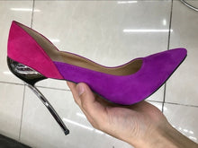 Load image into Gallery viewer, Bicolor Color Suede Leather High Heels Formal Ladies Dress Shoes Party Shoes Women