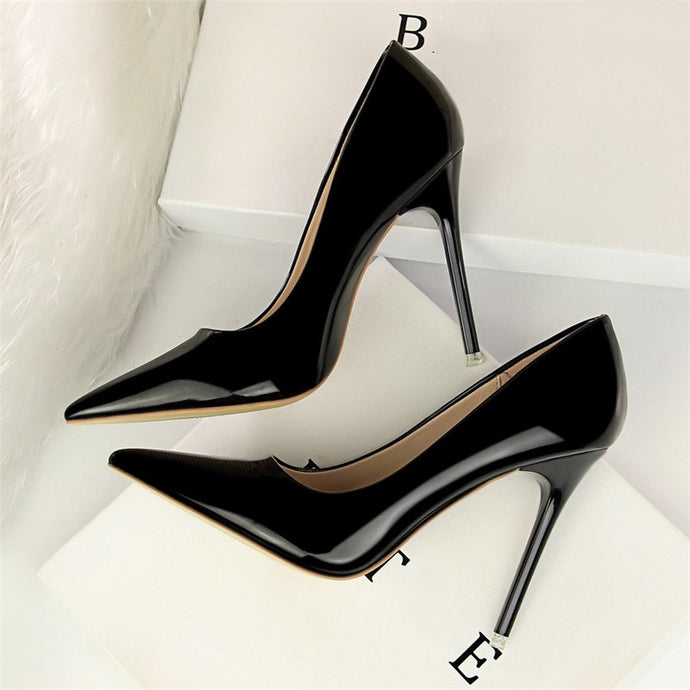 Leather Stiletto Formal Dress Solid Slip On Party Office Wedding Shoes