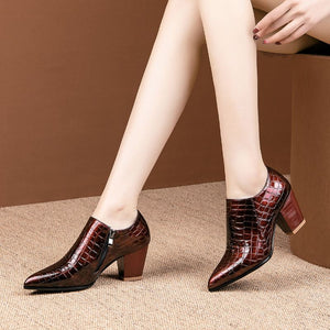 Women Spring Party Office Work Shoes Zipper Formal Pointed Toe Dress Fashion Pumps