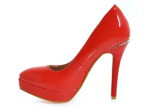 Women Platform Pumps 12cm Super High Thin Spike Heel Dress Pointed Toe Red Patent Leather Pumps