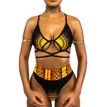 Load image into Gallery viewer, High Waist Yellow Beach Swim Wear Sexy African Print Fashion