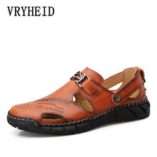 Load image into Gallery viewer, VRYHEID Big Size 38-50 New Summer Men Sandals 2020 Leisure Beach Men Casual Shoes High Quality Genuine Leather The Men&#39;s Sandals