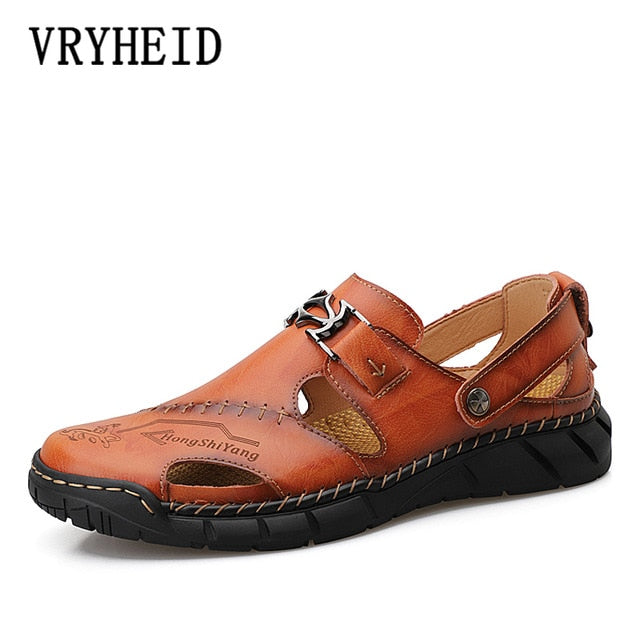 VRYHEID Big Size 38-50 New Summer Men Sandals 2020 Leisure Beach Men Casual Shoes High Quality Genuine Leather The Men's Sandals