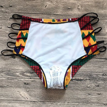 Load image into Gallery viewer, Backless bikini African Print Swimsuit with High Waist Halter Top