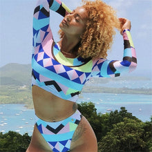 Load image into Gallery viewer, Lovely African Style Long Sleeve Tribal Print Two Piece Swimsuit