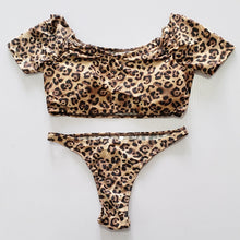 Load image into Gallery viewer, Lycra Beach Tank Top Leopard Print Micro Thong Sexy String Brazilian Bikini