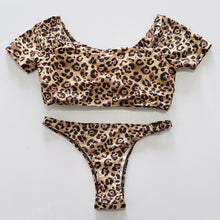 Load image into Gallery viewer, Lycra Beach Tank Top Leopard Print Micro Thong Sexy String Brazilian Bikini