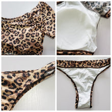 Load image into Gallery viewer, Lycra Beach Tank Top Leopard Print Micro Thong Sexy String Brazilian Bikini