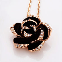 Load image into Gallery viewer, Rose Gold Flower Enamel Black Painting Jewelry Set for Women Beautiful