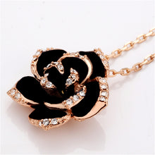 Load image into Gallery viewer, Rose Gold Flower Enamel Black Painting Jewelry Set for Women Beautiful