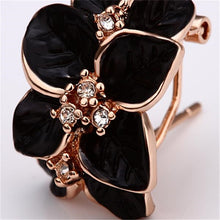 Load image into Gallery viewer, Rose Gold Flower Enamel Black Painting Jewelry Set for Women Beautiful