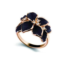 Load image into Gallery viewer, Rose Gold Flower Enamel Black Painting Jewelry Set for Women Beautiful
