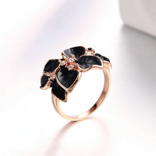 Load image into Gallery viewer, Rose Gold Flower Enamel Black Painting Jewelry Set for Women Beautiful