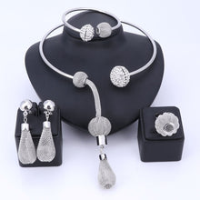 Load image into Gallery viewer, Charm Dubai Gold Color Crystal Jewelry Sets For Women African Pendant Necklace Earrings Bangle Rings