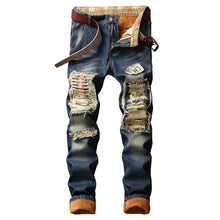 Load image into Gallery viewer, Denim Designer Hole Jeans High Quality Ripped for Men Big and Tall Street wear