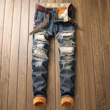 Load image into Gallery viewer, Denim Designer Hole Jeans High Quality Ripped for Men Big and Tall Street wear