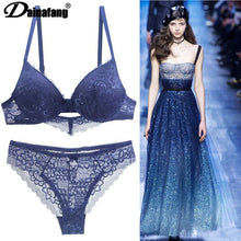 Load image into Gallery viewer, [Hot sales] New 2020 Lace Drill Bra Set Women Plus Size Push Up Underwear Set Bra And Thong Set 34 36 38 40 42BCD Cup For Female