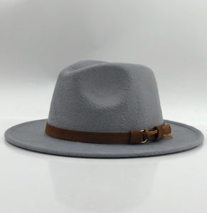 Women Men Wool Fedora Hat With Leather Ribbon Gentleman Elegant Lady Winter Autumn Wide Brim Jazz Church Panama Sombrero Cap