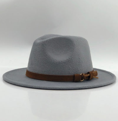 Women Men Wool Fedora Hat With Leather Ribbon Gentleman Elegant Lady Winter Autumn Wide Brim Jazz Church Panama Sombrero Cap