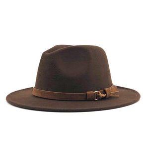 Women Men Wool Fedora Hat With Leather Ribbon Gentleman Elegant Lady Winter Autumn Wide Brim Jazz Church Panama Sombrero Cap