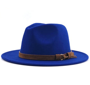 Women Men Wool Fedora Hat With Leather Ribbon Gentleman Elegant Lady Winter Autumn Wide Brim Jazz Church Panama Sombrero Cap