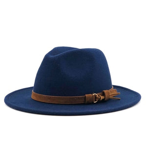 Women Men Wool Fedora Hat With Leather Ribbon Gentleman Elegant Lady Winter Autumn Wide Brim Jazz Church Panama Sombrero Cap