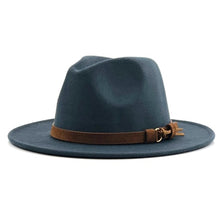 Load image into Gallery viewer, Women Men Wool Fedora Hat With Leather Ribbon Gentleman Elegant Lady Winter Autumn Wide Brim Jazz Church Panama Sombrero Cap