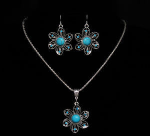 Bohemian Flower Jewelry Sets for Women Fashion Crystal Necklace Earrings Party African Jewelry Sets