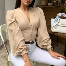 Load image into Gallery viewer, Leopard Turtleneck Satin Silk Hollow Out Backless Women Blouse