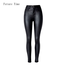 Load image into Gallery viewer, Women fitting High Waist Slim Faux Leather Stretch  Jeans