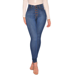 High Waist Women's Jeans Skinny Pants Button Casual Plus Size Stretch Jeans For Women Warm Jeans