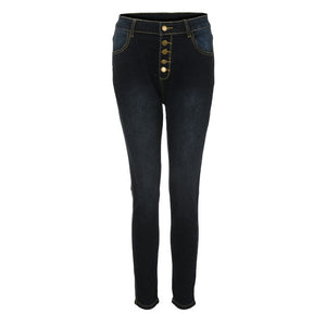 High Waist Women's Jeans Skinny Pants Button Casual Plus Size Stretch Jeans For Women Warm Jeans