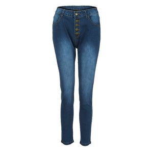 High Waist Women's Jeans Skinny Pants Button Casual Plus Size Stretch Jeans For Women Warm Jeans