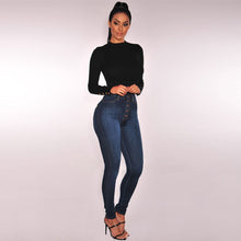 Load image into Gallery viewer, High Waist Women&#39;s Jeans Skinny Pants Button Casual Plus Size Stretch Jeans For Women Warm Jeans