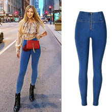 Load image into Gallery viewer, High Waist Push Up Jeans Woman Street wear Skinny Denim Pants Blue Distressed Jean Cotton