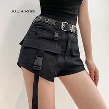 Load image into Gallery viewer, Women Casual Cargo Shorts With Buckle And Utility Pockets detail