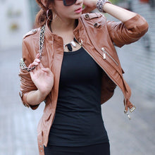 Load image into Gallery viewer, Gorgeous Sheepskin Genuine Leather Women Casual Motorcycle Sexy Slim Jacket