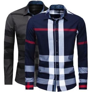 Shirt Business casual autumn long sleeve men shirts high quality 100% cotton plaid shirt men