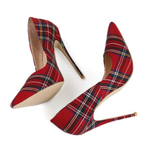 Load image into Gallery viewer, WETKISS Big Size 33-45 Stiletto Heels Women Pumps Red Pointed Plaid Shoes Women Shallow High Thin Heels 2020 Party Wedding Shoes