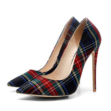 Load image into Gallery viewer, WETKISS Big Size 33-45 Stiletto Heels Women Pumps Red Pointed Plaid Shoes Women Shallow High Thin Heels 2020 Party Wedding Shoes