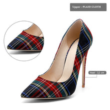 Load image into Gallery viewer, WETKISS Big Size 33-45 Stiletto Heels Women Pumps Red Pointed Plaid Shoes Women Shallow High Thin Heels 2020 Party Wedding Shoes